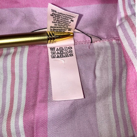 Victorias Secret PINK Pajama Top Women XL Button Front Long Stripped Long Sleeve - Picture 9 of 9